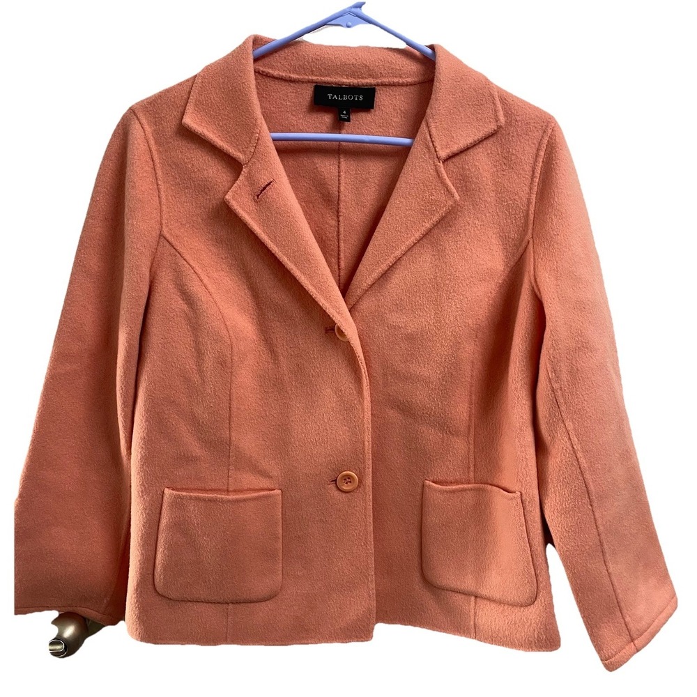 Talbots Women's‎ 90% Wool Blazer Jacket Pinky Peach 3 Buttons Pockets Sz. 4